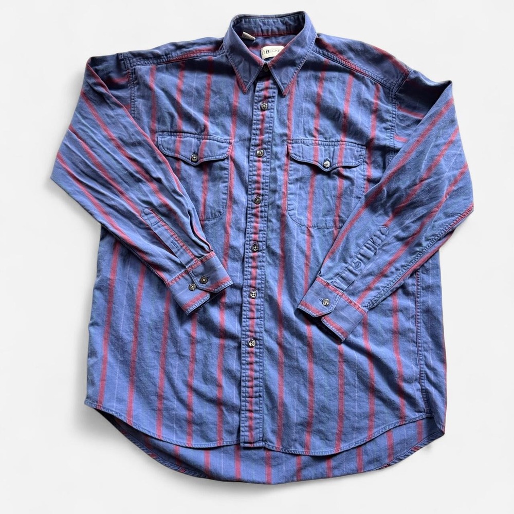 Vintage J.T. Beckett purple & red striped cotton western button-up shirt, size M